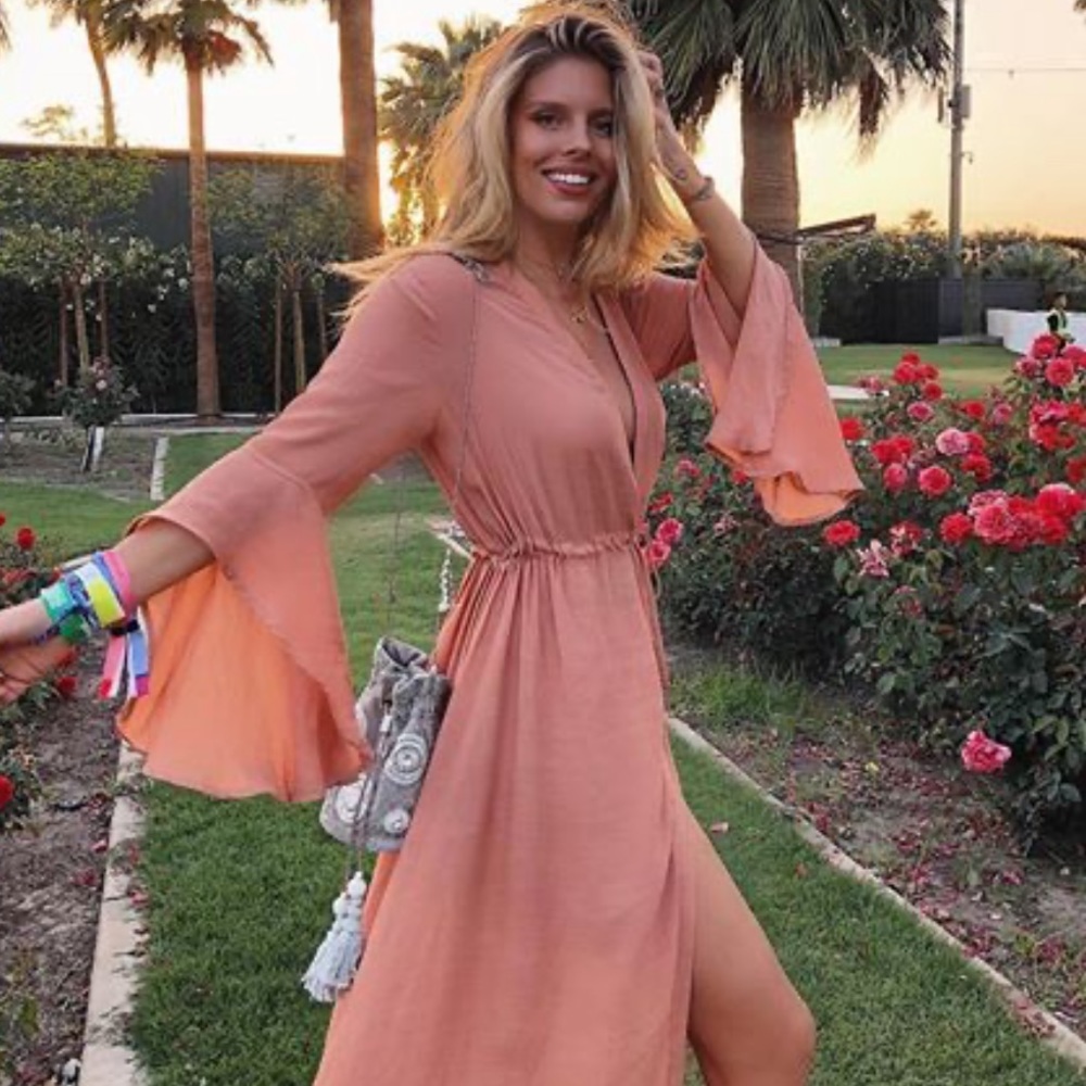 Monday Swimwear Peach Bell-Sleeve Swim Coverup
